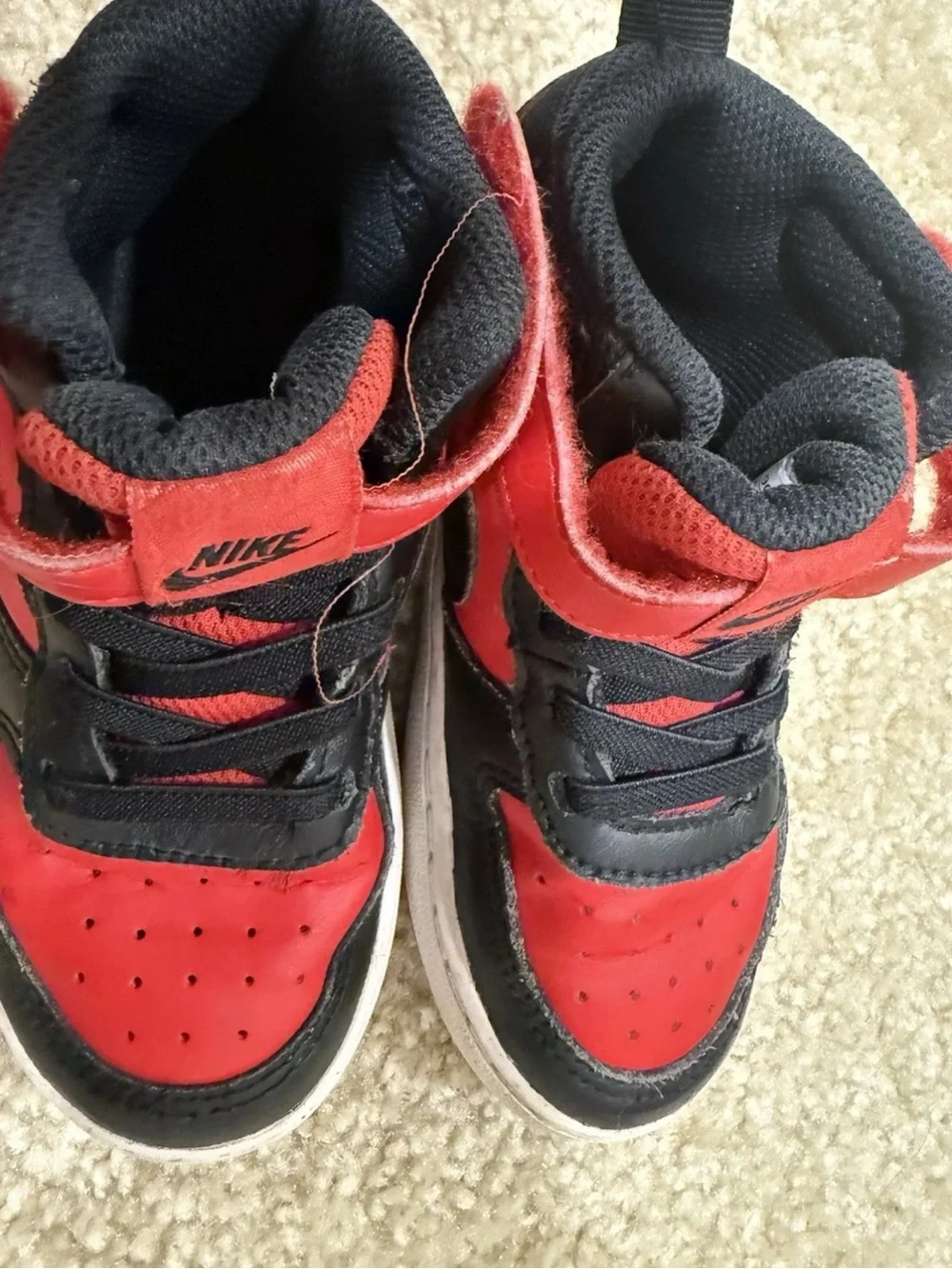 Nike Toddler Kids Court Borough Mid 2 Shoes Black And Red 9c